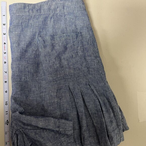 Boden 100% Linen Chambray Shorts Women’s 8 Blue Pleated Front High Rise A-Line - Picture 7 of 9